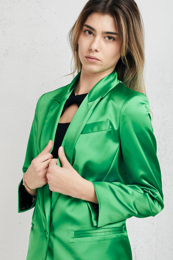 Jayci' Blazer In Raso Verde Donna - 2