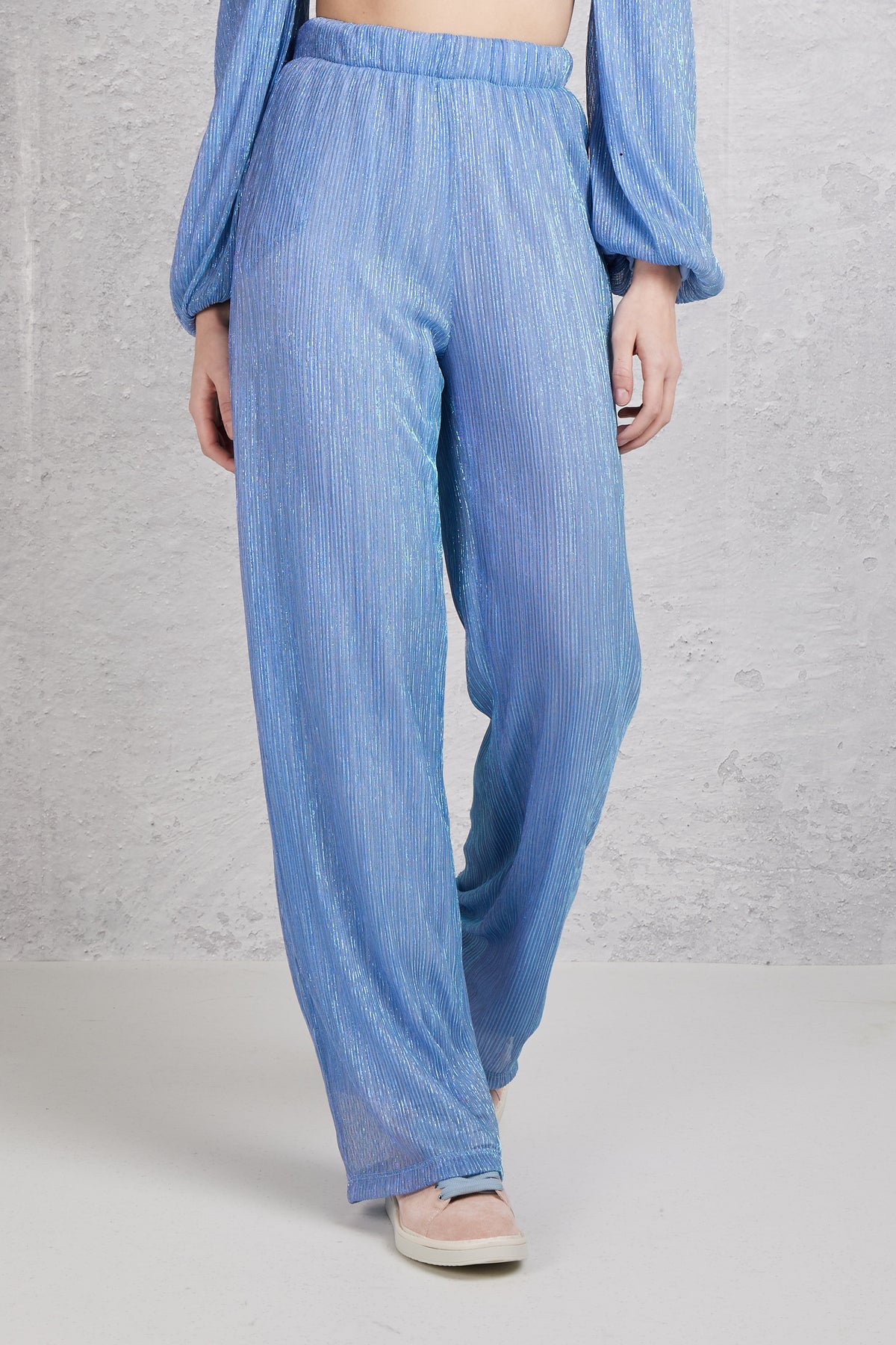 The Lulu' Pantalone Elasticato Azzurro Donna - 9