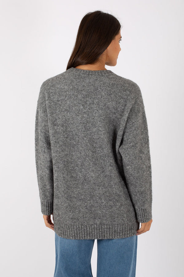 Weekend Maglia Girocollo Puro Cotone Grigio Donna - 5