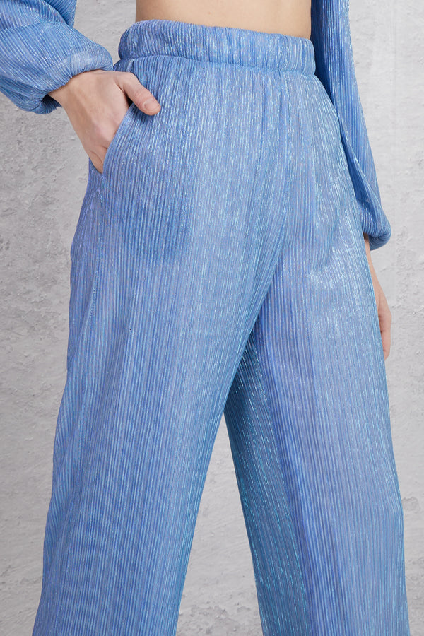 The Lulu' Pantalone Elasticato Azzurro Donna - 7