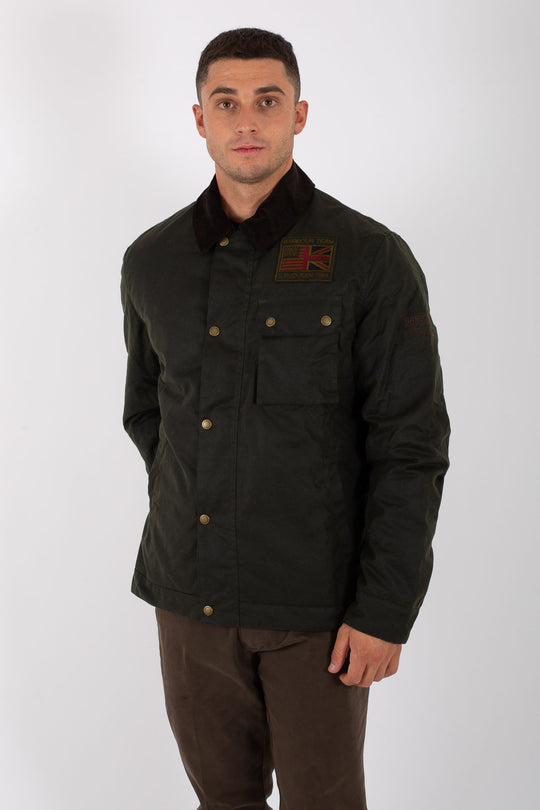 Barbour International Workers Wax Spalmata Verde Uomo
