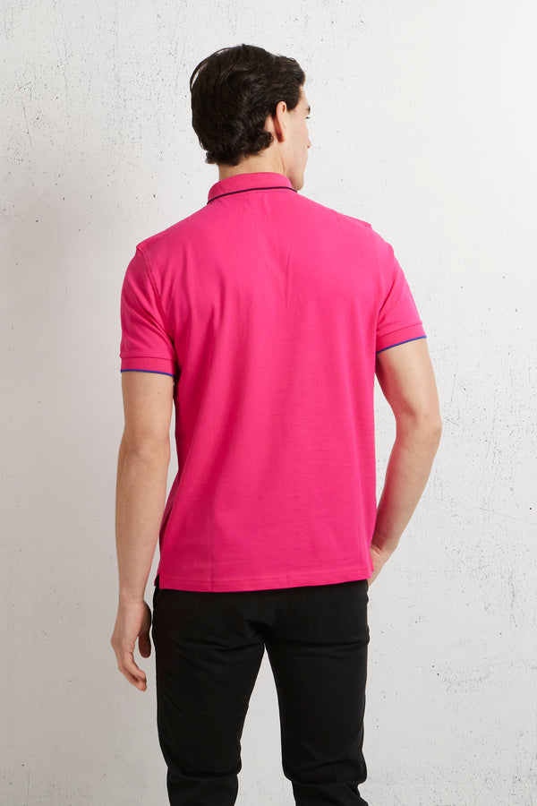 Sun 68 Polo Small Stripe On Collar El Viola Uomo - 3