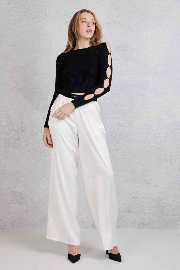The Lulu' Pantalone Lungo Raso Bianco Donna - 10