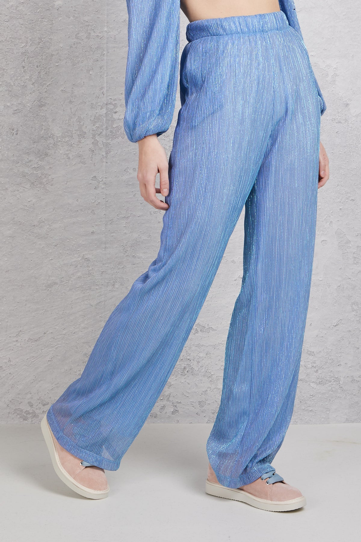 The Lulu' Pantalone Elasticato Azzurro Donna - 3