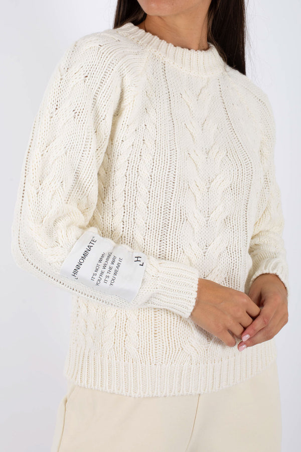 Hinnominate Maglia Girocollo Trecce Bianco Donna - 1
