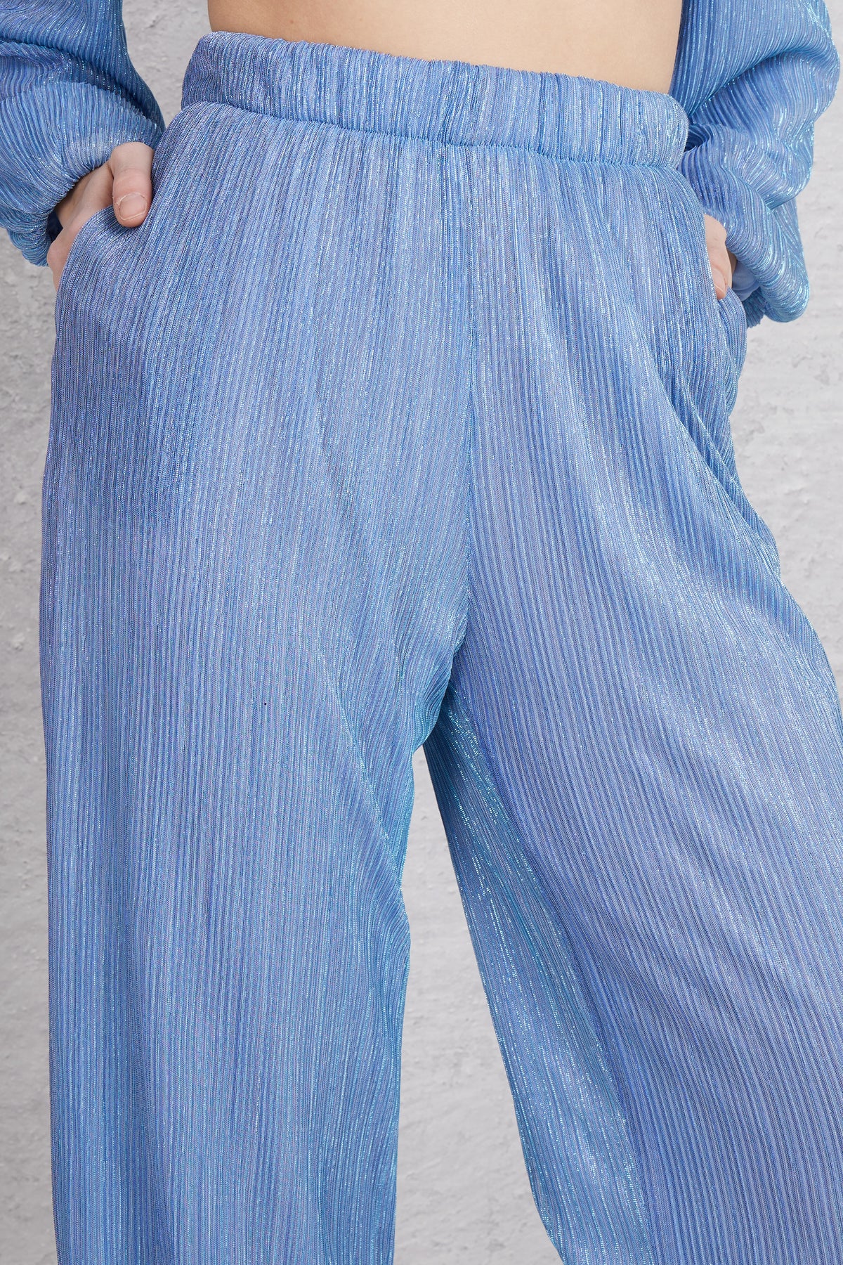 The Lulu' Pantalone Elasticato Azzurro Donna - 8