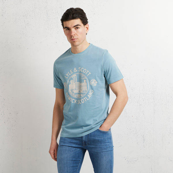 Lyle & Scott Hawick Print T-shirt Blu Uomo - 5