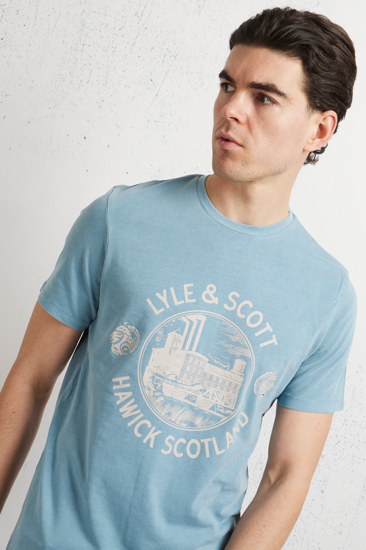 Lyle & Scott Hawick Print T-shirt Blu Uomo - 4