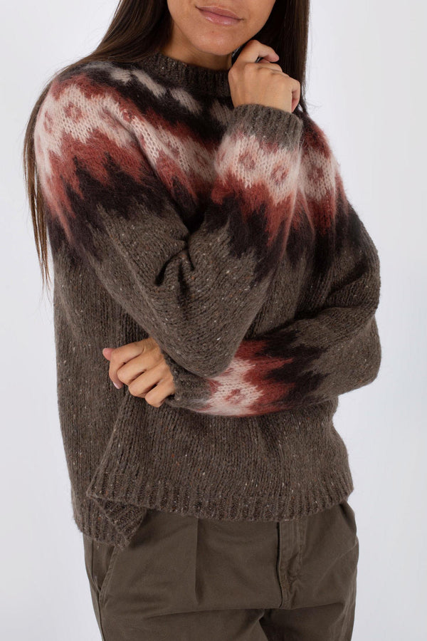 Woolrich Fairisle Pullover Marrone Donna - 1