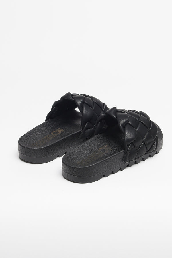 Colors Of California Slide Con Fascia Intrecciata Nero Donna - 4