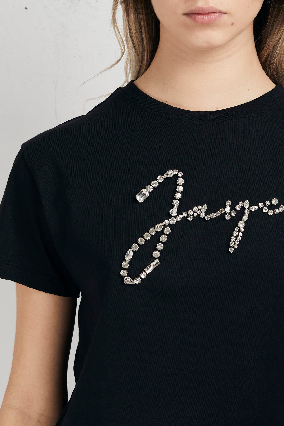 Jayci' T-shirt Crop In Jersey Nero Donna - 2