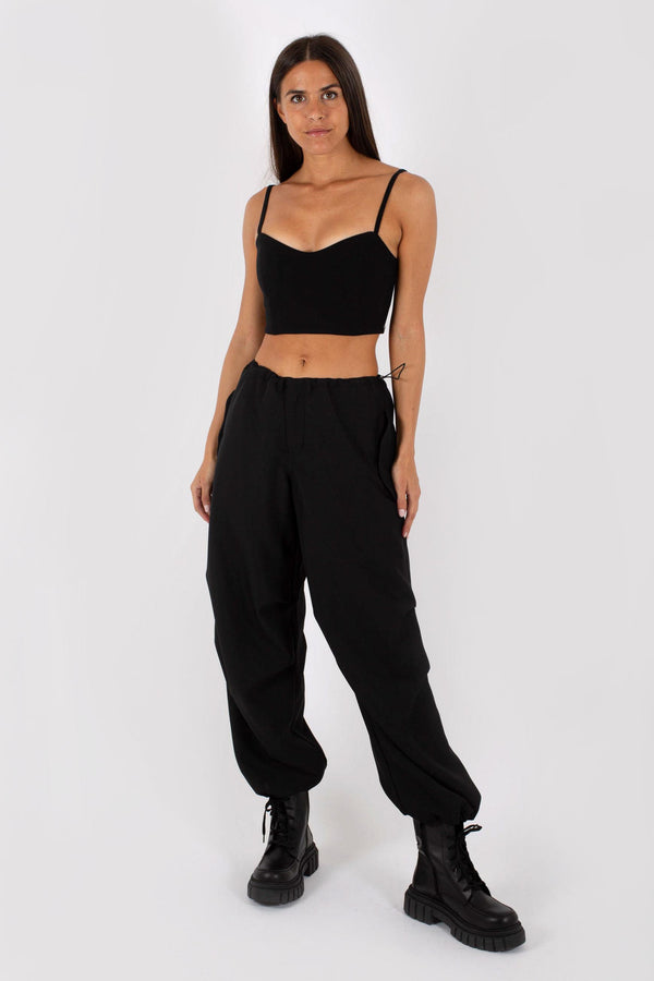 Ottod'ame Pantalone Cargo Tessuto Tecnic Nero Donna - 1