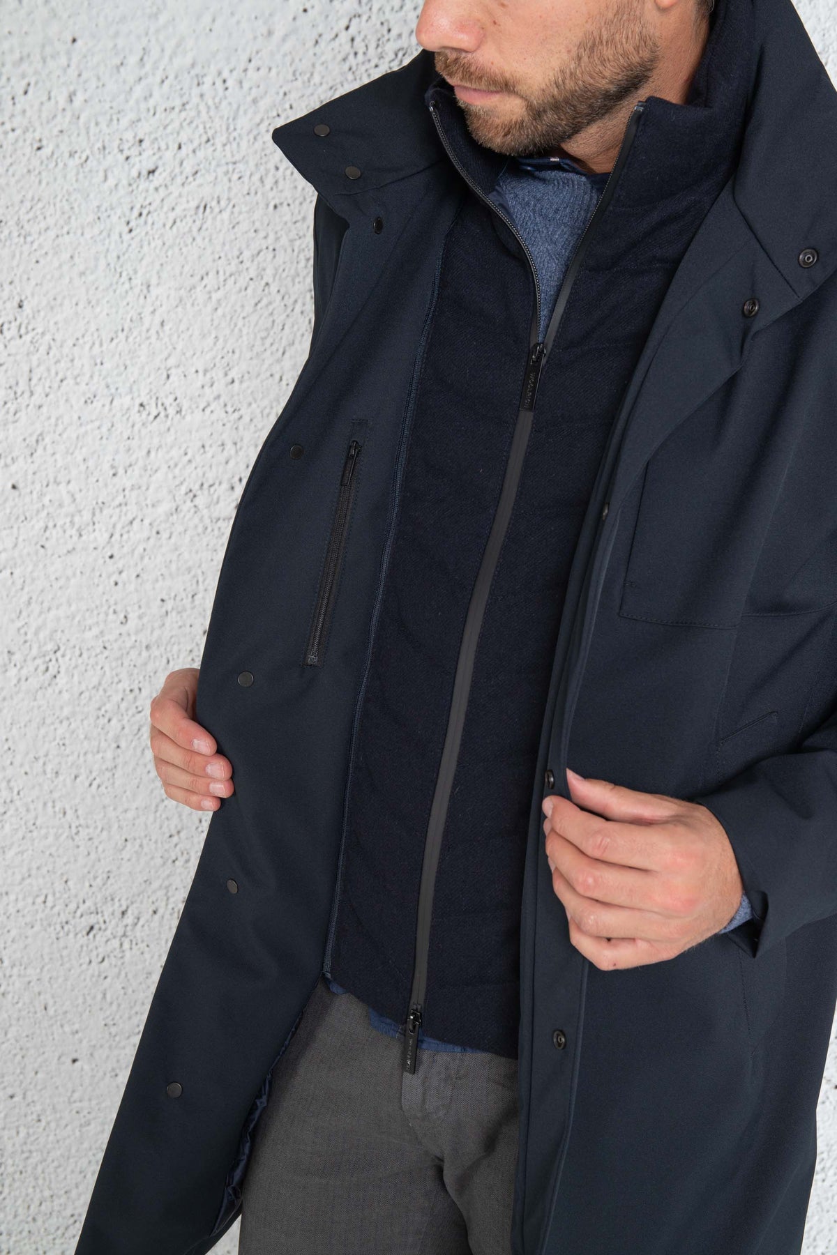 Woolrich Coat Reversibile 2 In 1 Blu Uomo - 4