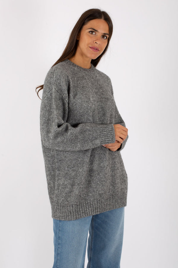 Weekend Maglia Girocollo Puro Cotone Grigio Donna - 3