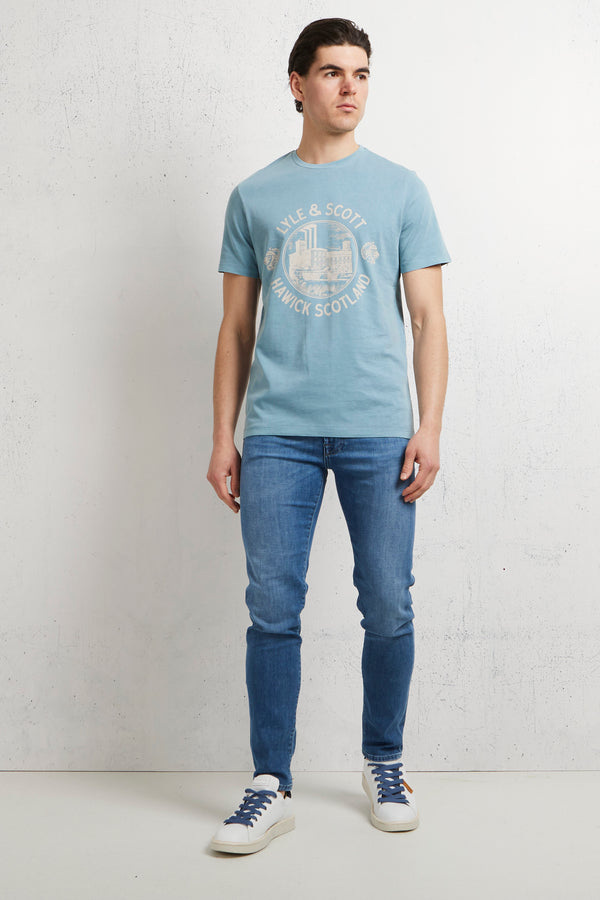 Lyle & Scott Hawick Print T-shirt Blu Uomo - 1