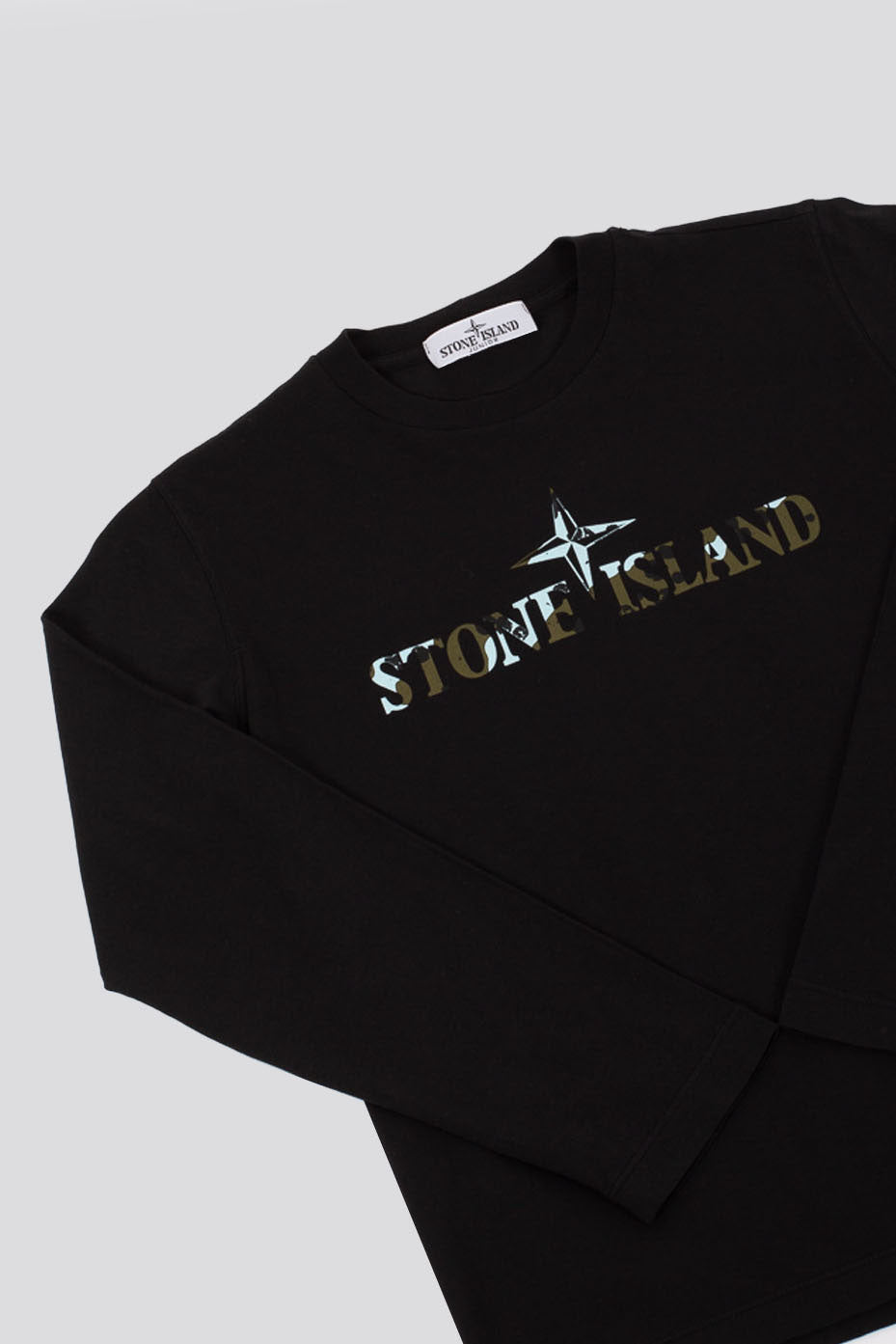 Stone Island T-shirt M/l Logo Scritto Nero Bambino - 2