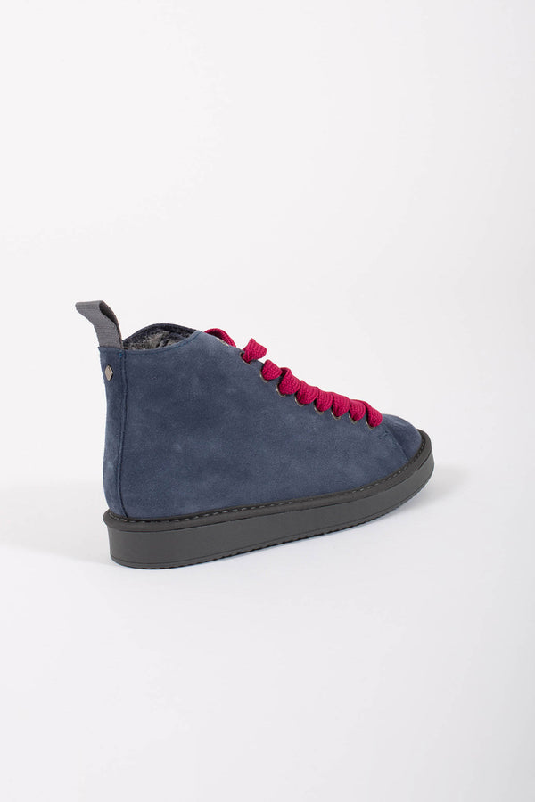 Panchic Ankle Boot Suede Faux Fur Blu Donna - 3