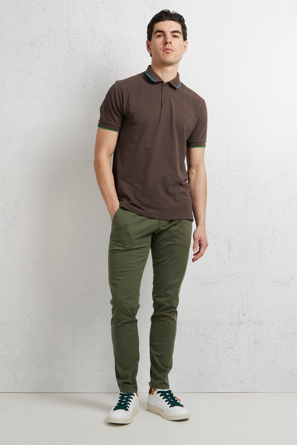 Sun 68 Polo Small Stripe On Collar El Marrone Uomo - 2