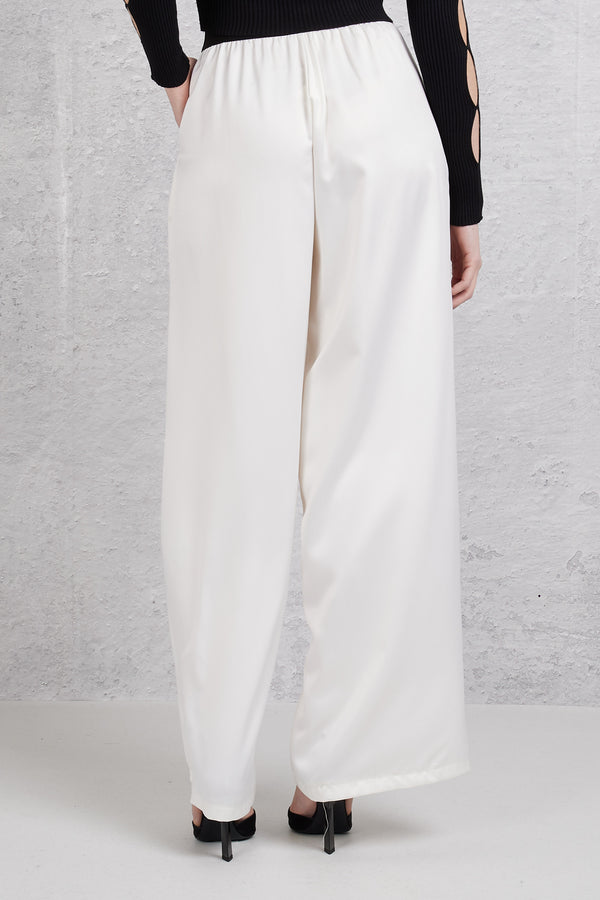 The Lulu' Pantalone Lungo Raso Bianco Donna - 7