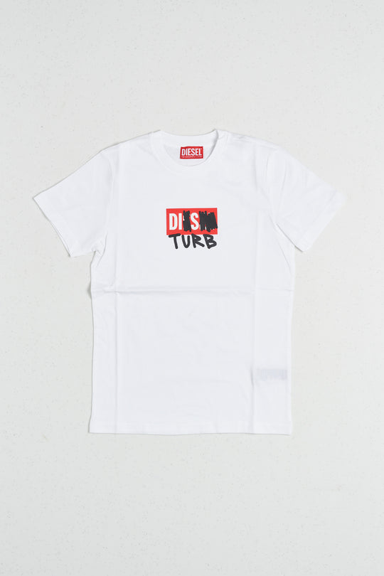 Diesel Kid T-shirt Manica Corta Logo Bianco Bambino
