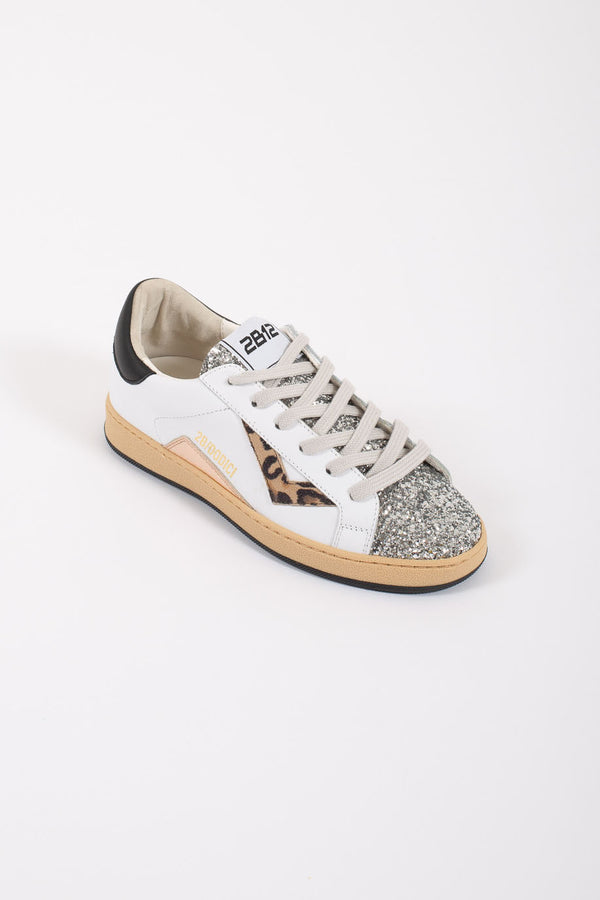 2b12 Sneakers Laccio Dett.glitter Bianco Bambina - 2