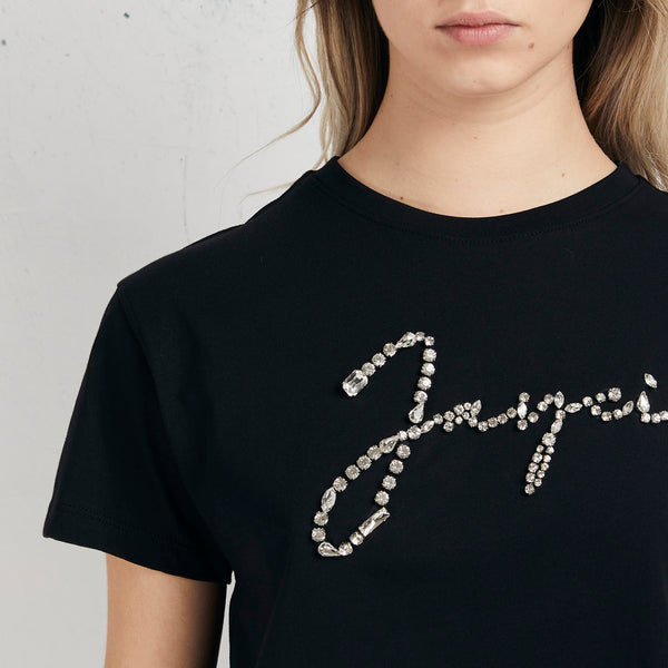 Jayci' T-shirt Crop In Jersey Nero Donna - 5