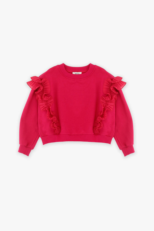 Dixie Cropped Sweatshirt With Ruffles For Girls