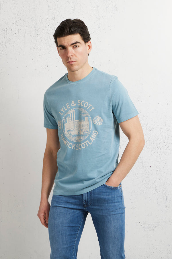 Lyle & Scott Hawick Print T-shirt Blu Uomo - 2