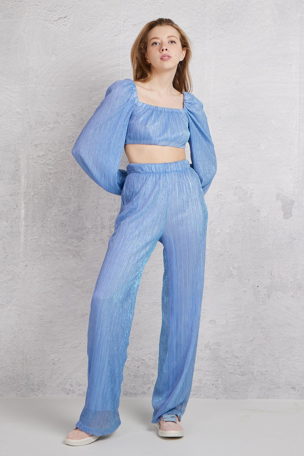 The Lulu' Pantalone Elasticato Azzurro Donna - 10