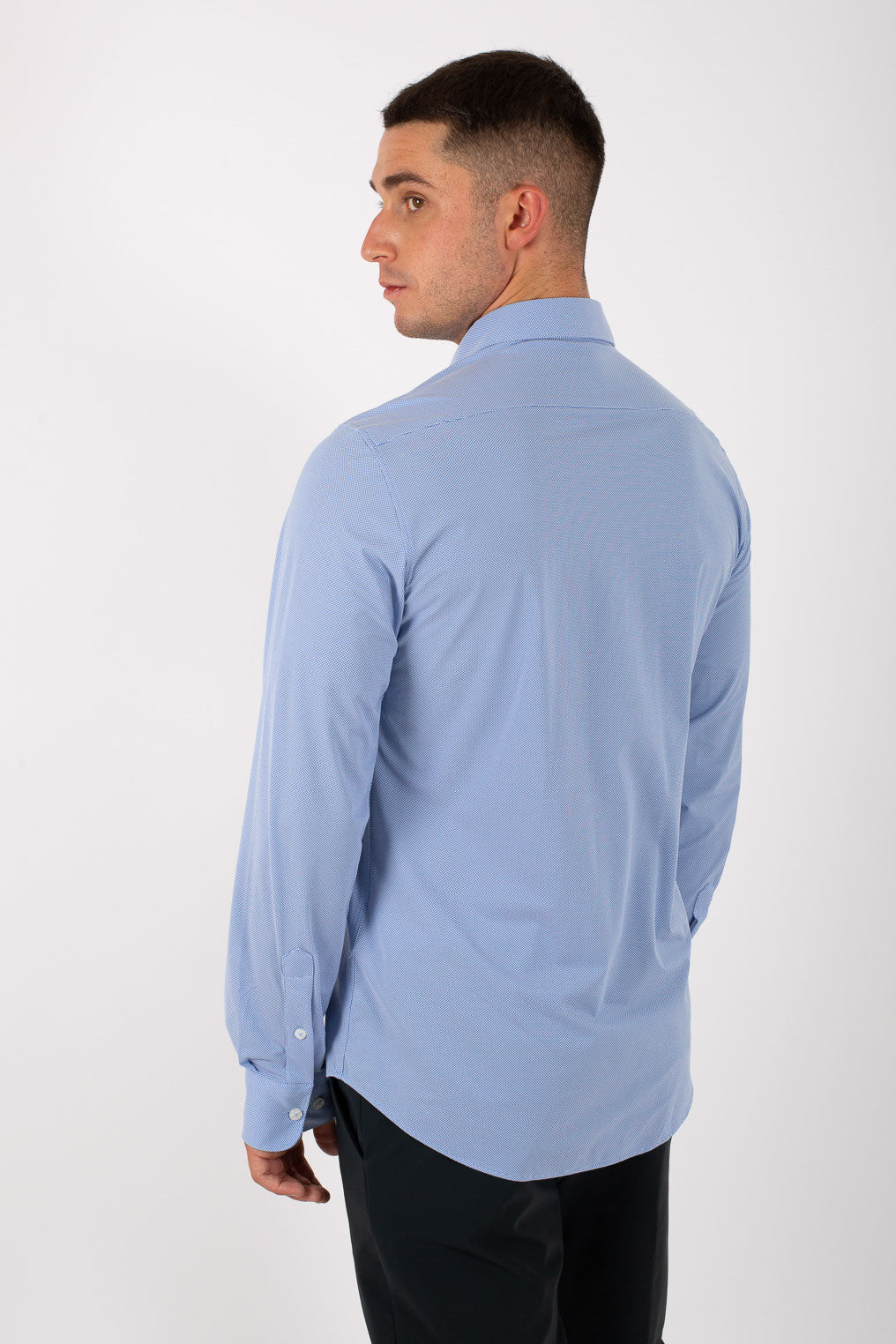 Rrd Oxford Jacquard Open Shirt Azzurro Uomo - 5