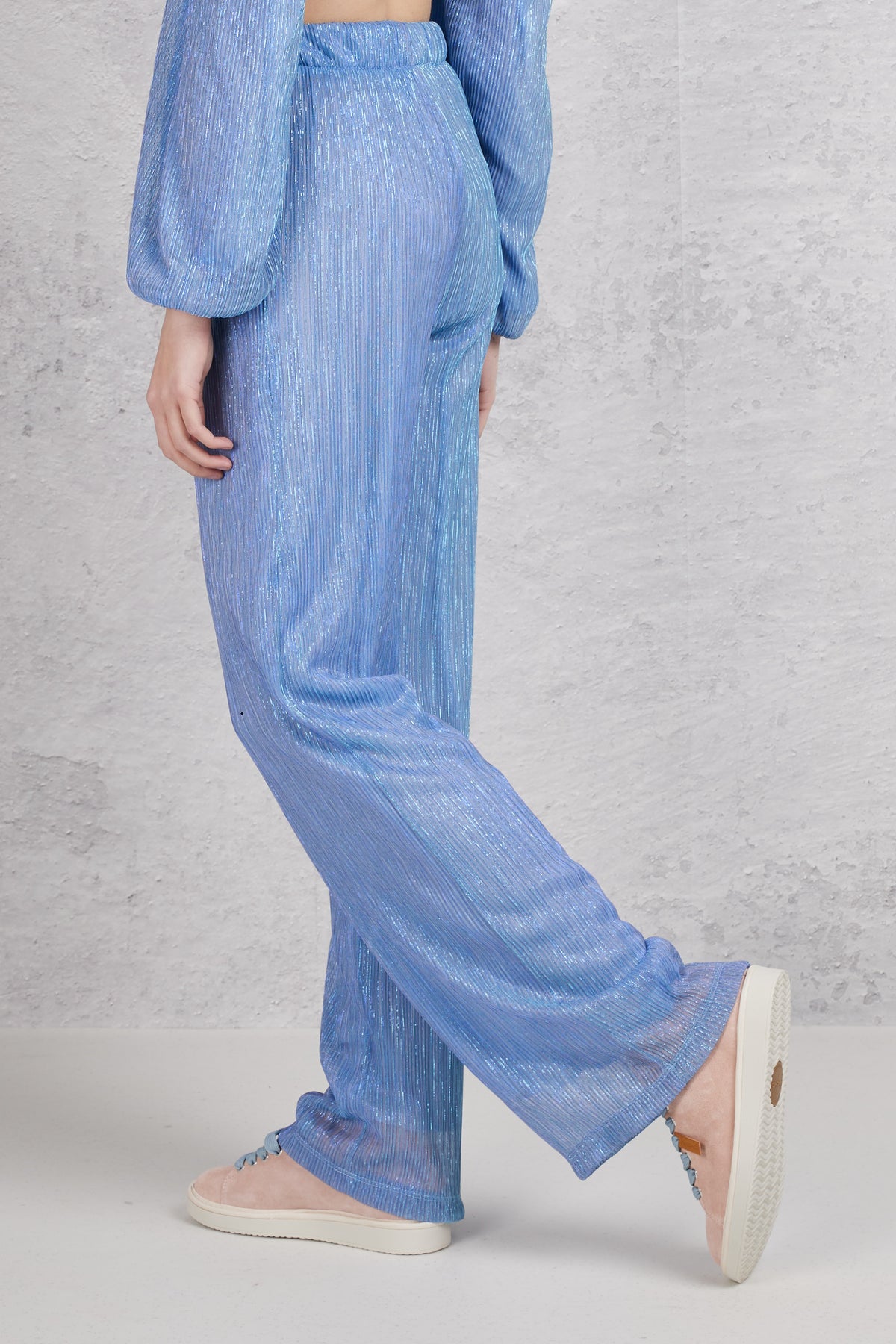 The Lulu' Pantalone Elasticato Azzurro Donna - 2